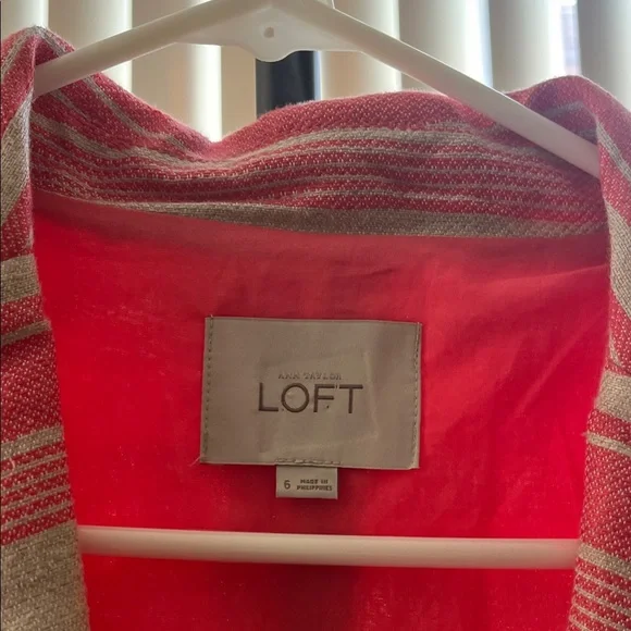 LOFT Pink and Tan Striped Blazer - Picture 4 of 6